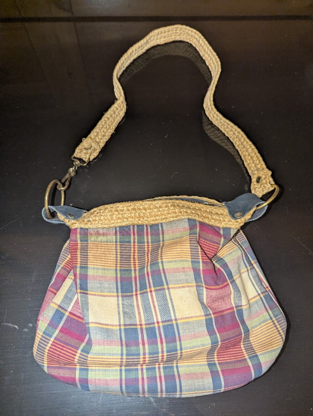 Vintage Plaid Handbag Boho 90s